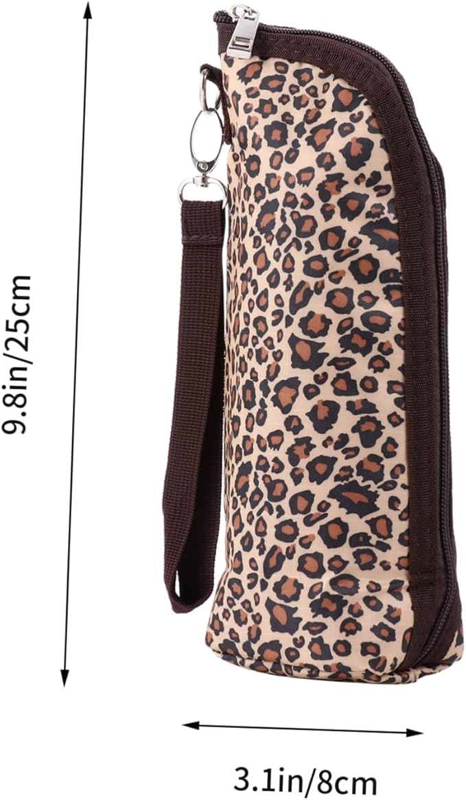 1pc Baby Bottle Insulation Bag - Large Capacity, Thermal, Oxford Cloth, Leopard Print, Zippered Pocket, 1200ml, Unisex
