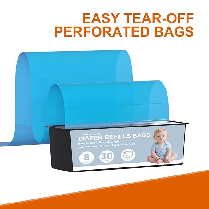 Diaper Pail Refills Bags Compatible with Genie Easy Roll Signature and Platinum Diaper Pails,120 Refills Holds Up to 5600 Newborn Diapers,7-Layer Odor-Barrier Technology (4 Pack)