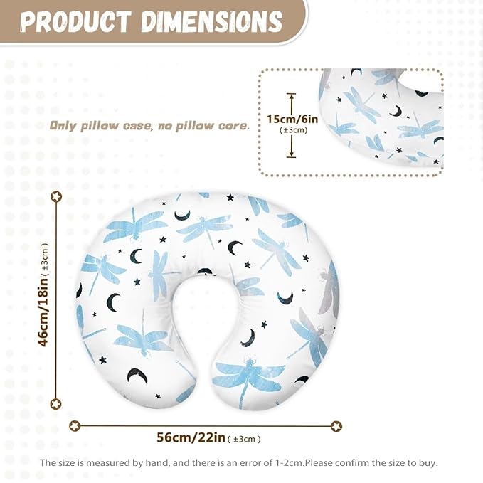 Blue Dragonfly and Moon Nursing Pillow Cover Stretchy Removable Nursing Covers for Breastfeeding Pillows Ultra Soft Newborn Feeding Pillow Cover Baby Essentials