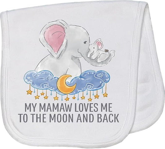 inktastic My Mamaw Loves Me to The Moon and Back Baby Burp Cloth White 46160