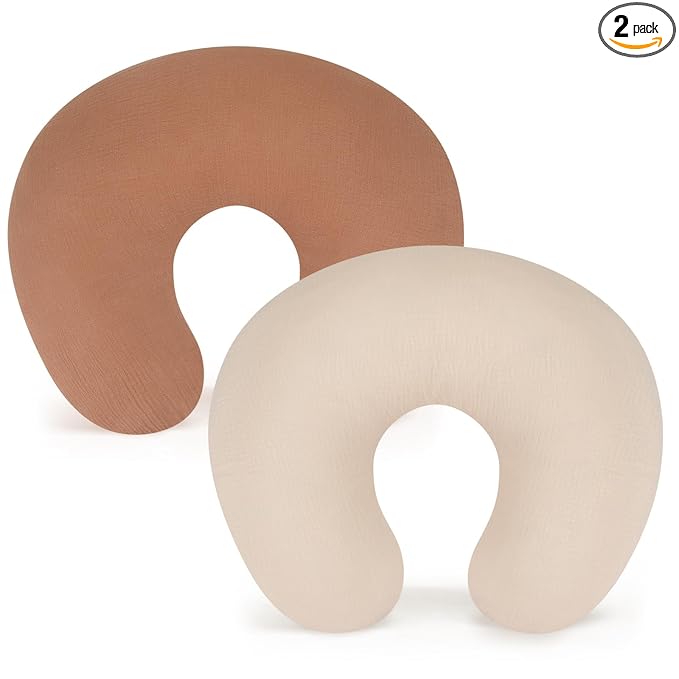 Accmor 2 Pack Muslin Nursing Pillow Covers, 100% Cotton Soft Nursing Covers for Breastfeeding Pillows, Slipcover for Baby Girls Boys Newborn