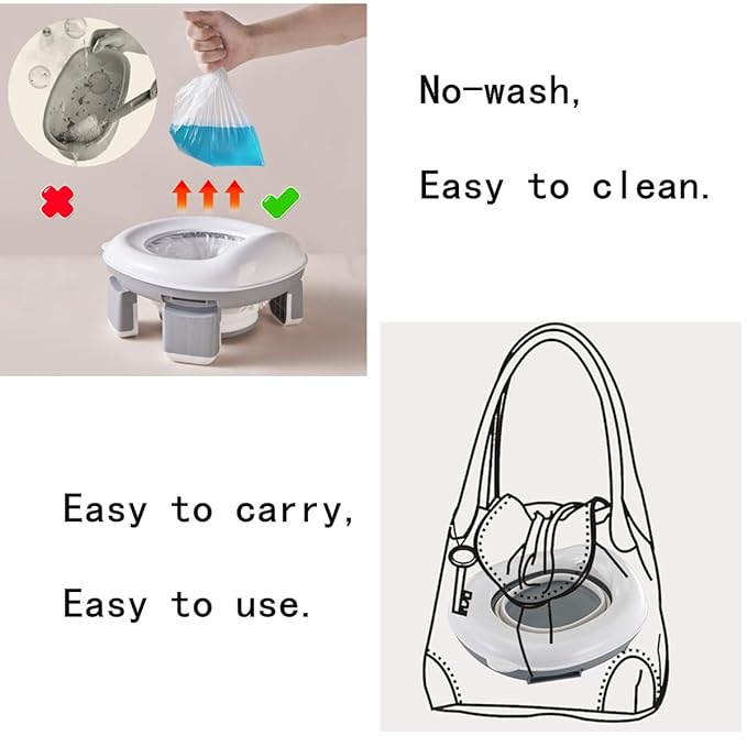 Travel Foldable Potty Training Toilet with Storage Bag, Non-Slip Portable Car Potty Outdoor Indoor Easy to Clean (Gray)