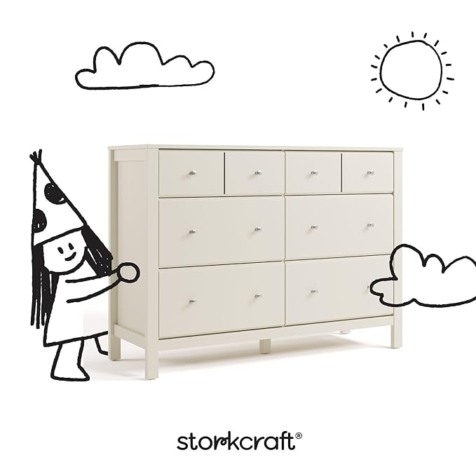 Storkcraft Horizon 6 Drawer Dresser (Frosted Oat) – GREENGUARD Gold Certified Dresser for Nursery & Kids’ Room, Modern Storage with Interlocking Drawer System