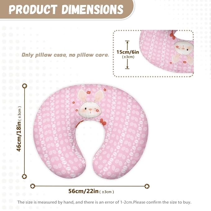 Multi Rabbit and Easter Egg Breastfeeding Pillow Cover Cuddle Pillow Slipcover Detachable Nursing Pillow Protective Cas Baby Feeding Durable and Easy to Clean