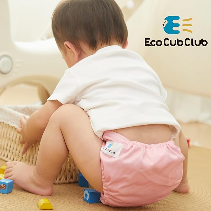 Reusable Washable Cloth Diapers 6pcs for Baby Shower,Leak-Proof Double Gussets Quick-Dry AWJ Lining,12 Soft Fleece Inserts & 2 Wet Bags,Packed in Durable Travel Handbag&Key Chain | B-06-A