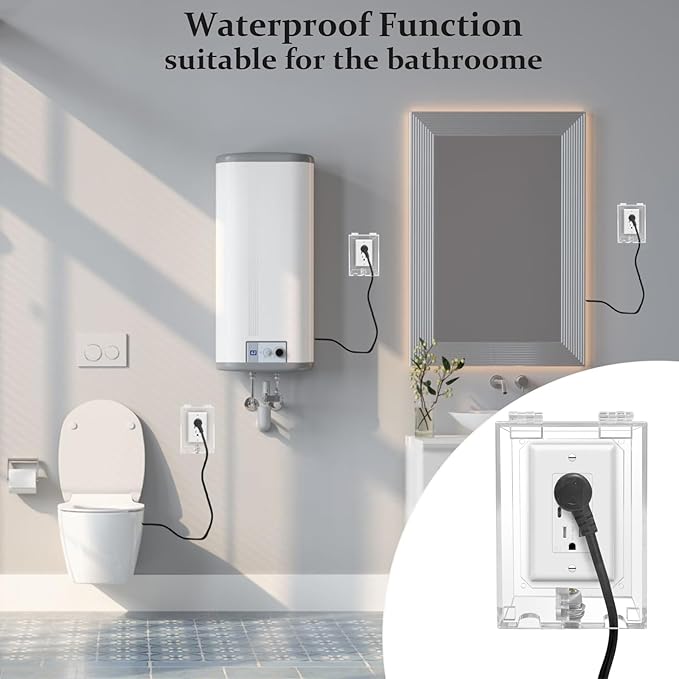 Infant Safety Outlet Lock Box, wall Outlet Lock Box, Lock Box for Electrical outlets with outlets, Easy to Install, Accommodates Most Plugs and adapters 4.95“ X 3.35” X 2.56” or Smaller