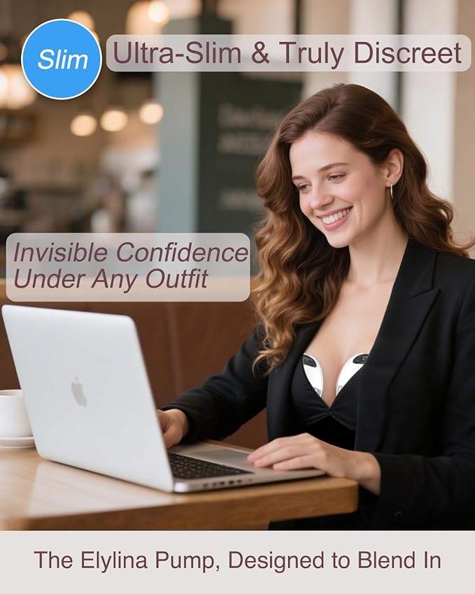 Wearable Breast Pump, Curved Fit, Leak-Free Comfort, Electric, Portable & Hands-Free, Strong Suction in Ultra-Slim, Discreet Design, All-Day Battery, Super Quiet, Touch Screen, Suction Tester