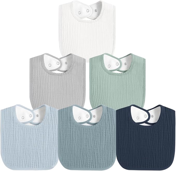 Muslin Baby Bibs for Boys Girls, Soft Cotton Baby Drool Bibs, Drooling and Teething Bibs for Infant, Newborn