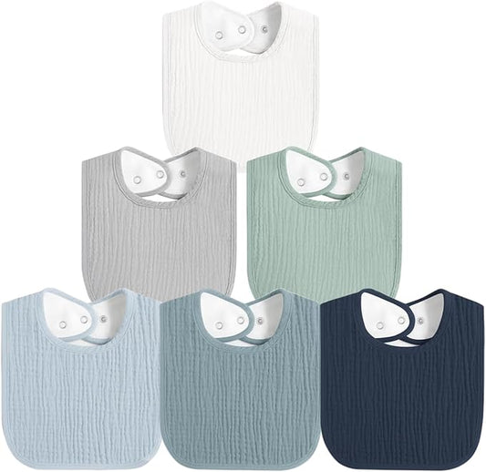 Muslin Baby Bibs for Boys Girls, Soft Cotton Baby Drool Bibs, Drooling and Teething Bibs for Infant, Newborn