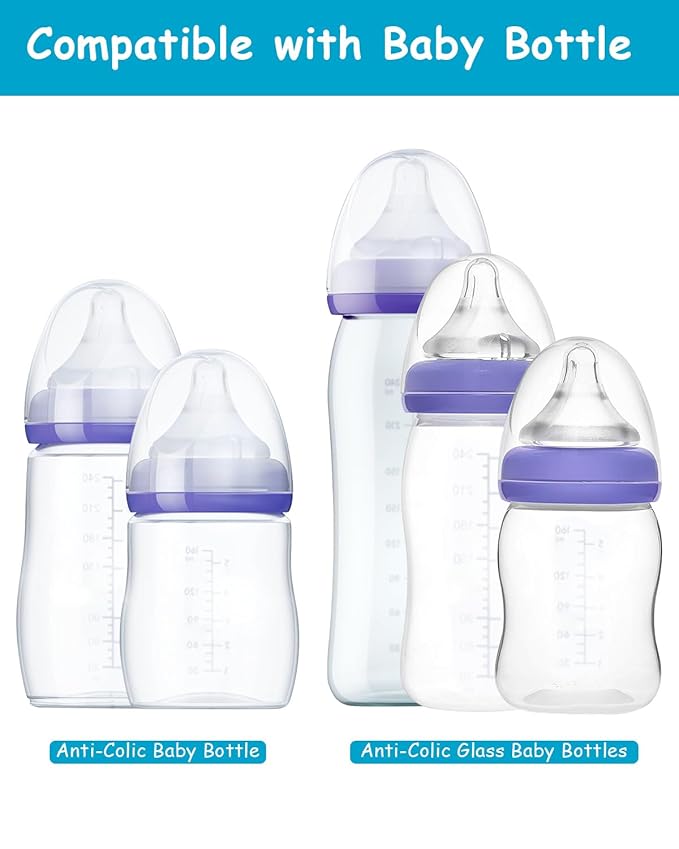 Silicone Nipple for Lansinoh Anti-Colic Baby Bottle, Slow Flow, Size S, 1m+, 6 Count