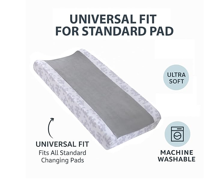 NoJo Disney Mighty Mickey Mouse Grey and White Super Soft Changing Pad Cover