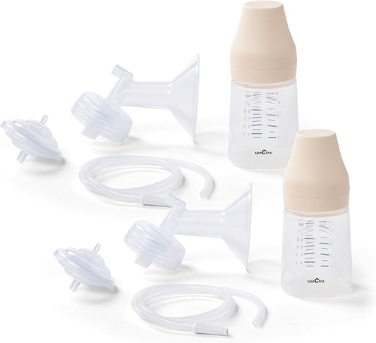 Spectra - Premium Breast Milk Pump Accessory Kit with Baby Bottles - Medium 24mm - Breast Pump Accessories - 2 Pack