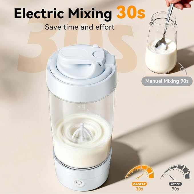 Electric Formula Mixing Pitcher, Portable Baby Formula & Breastmilk Mixer, Automatic Formula Maker with Bidirectional Stirring, Wide Mouth Fridge Storage Container, BPA-Free Tritan Milk Pitcher, Blue