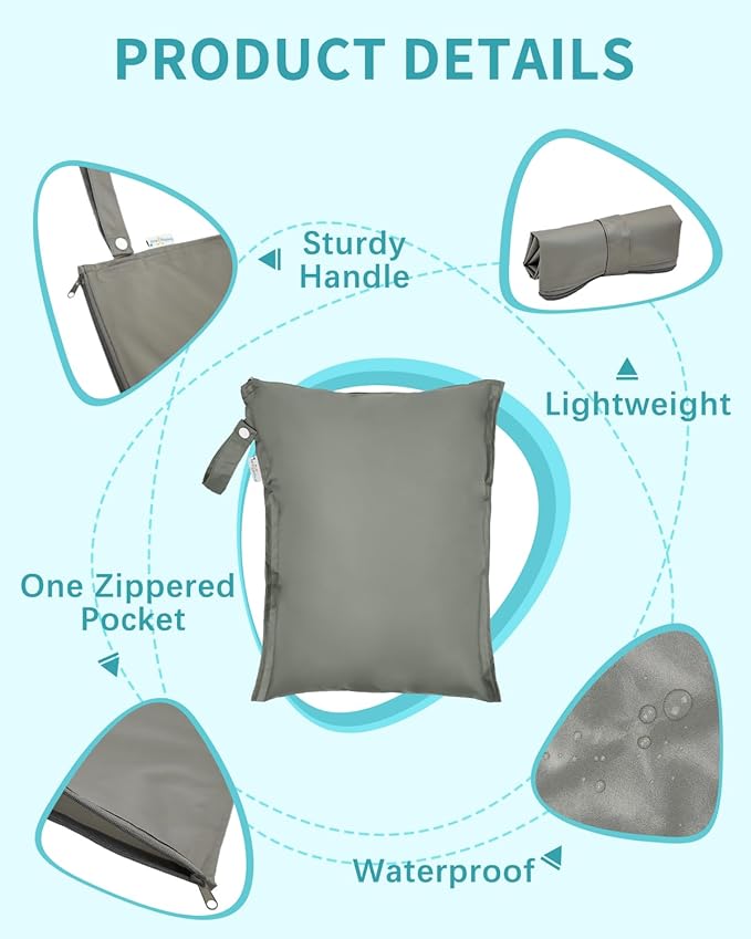 babygoal Waterproof Wet Dry Bags 2 Pack with 3pcs Clear Travel Bags for Beach, Baby Cloth Diapers, Swimsuit, Pump Parts, Pool, Gym, Toiletries,Makeup Cosmetics