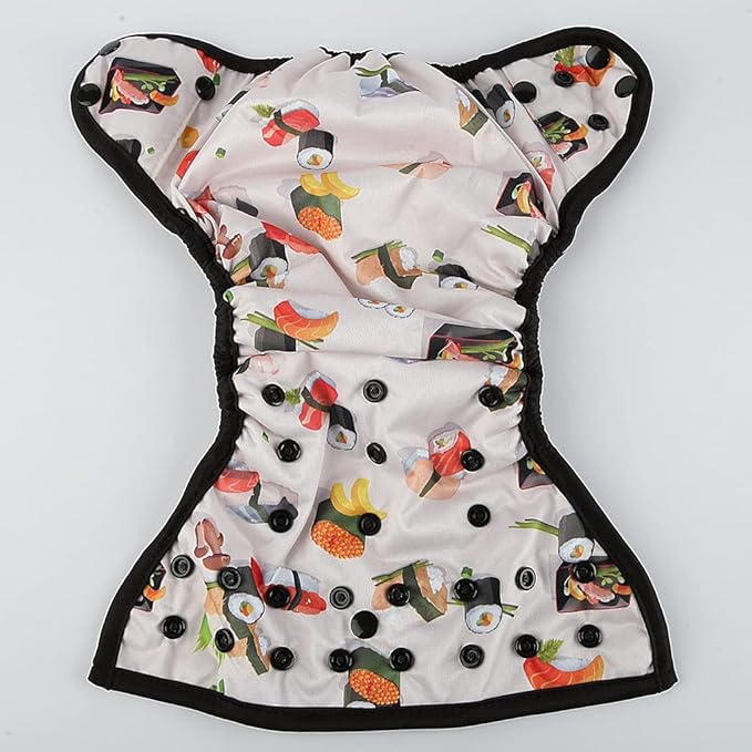 One Size Cloth Diaper Cover Snap With Double Gusset (Sushi), One Fit All