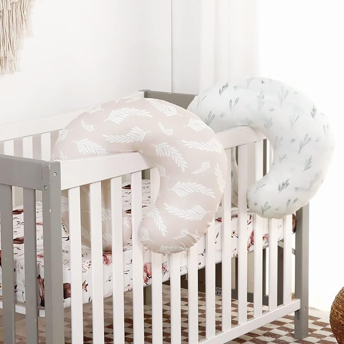 GRSSDER Nursing Pillow Cover Stretchy Minky Removable Nursing Covers for Breastfeeding Pillows, Ultra Soft Comfortable Slipcover for Boy and Girls, Stylish Pretty Flora, Beige