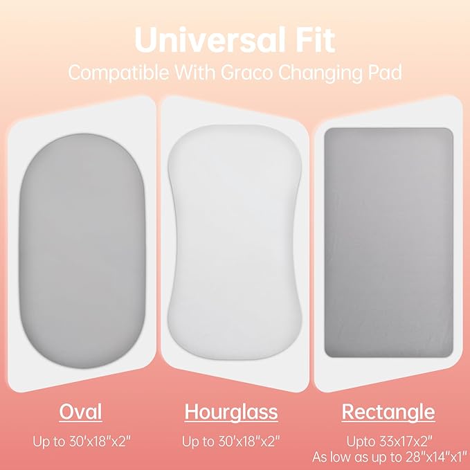 Changing Pad Cover Compatible with Graco,15 x 33 Inches,Organic Cotton,Breathable & Easy to Clean Changing Pad Sheets Compatible with Graco for Girls and Boys,2PACKS