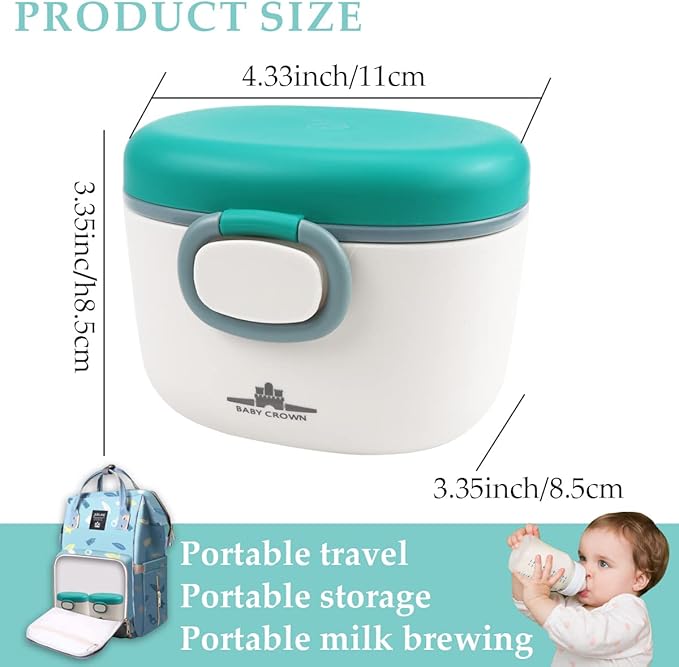 1Pcs Baby Formula Dispenser with Scoop and Leveller, Portable Milk Powder Container, Cute Formula Travel Container for Outdoor and Room Use (Green, 230g)