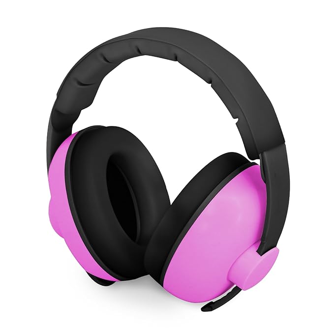 Baby Headphones for Noise Protection - Infant Ear Muffs Noise Protection - Toddler Noise Cancelling Headphones - Baby Ear Protection for 0 to 36 Months, Adjustable - Pink