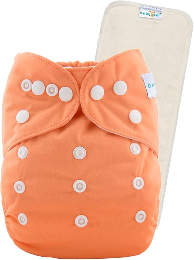 babygoal Reusable Cloth Diaper with Insert for Baby Boys and Girls 8-35lbs, Adjustable and Washable Nappy