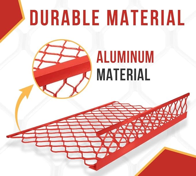 Mytee Products 50 Pack 40" x 24" (Drop) Aluminum Mesh Brick Guard Corner Protector – Red Coated L-Shaped Edge Guard, Corrosion-Resistant Protection