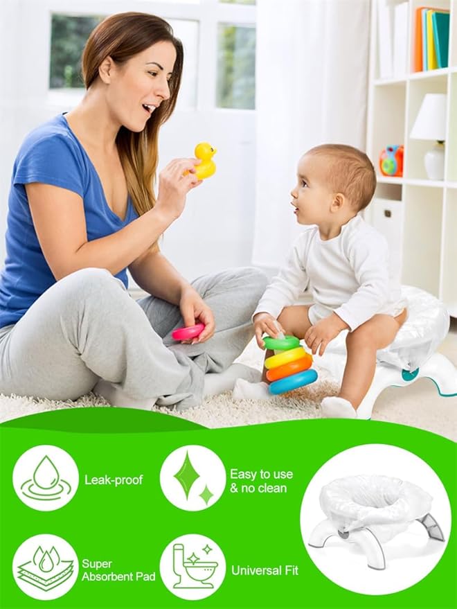 90 Disposable Potty Bags Liners Compatible with OXO Tot 2-in-1 Go Potty, Refill Bags for Toddler Toilet, Universal Training Bags Fit Most Potty Chairs, Seats, Portable Travel Toilet