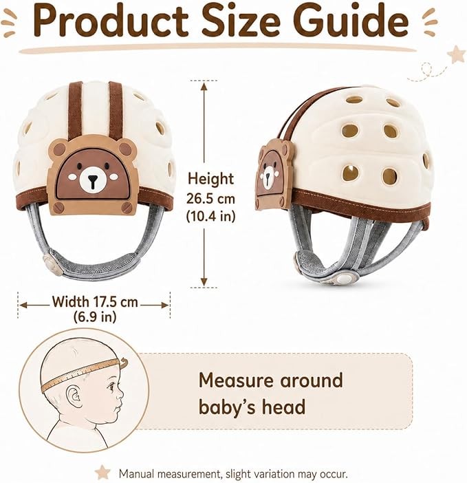 Baby Head Protection Helmet - Ultra-Light, Soft, Adjustable, Suitable for Babies 6-24 Months with Knee Pads & Non-Slip Socks Set