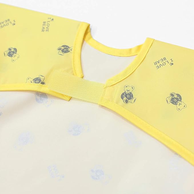 Plie Short Sleeve Waterproof Bib for Toddlers – Easy Clean Feeding Apron for Mealtime, Daycare, Self-Feeding, Lightweight