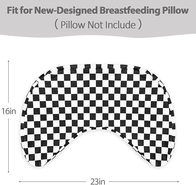 DILIMI Nursing Pillow Cover, Soft Stretchy Nursing Cover for New-Designed Breastfeeding Pillow, Removable Slipover for Baby Boy and Girls, Black Checkered Only Cover