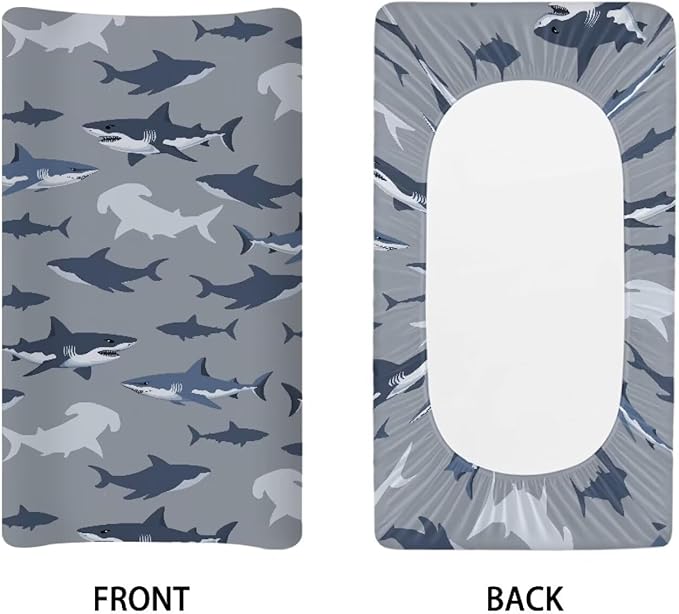 Sharks Changing Pad Cover Waterproof Diaper Changing Cover Durable Breathable Soft Universal Tray Table Mat Infant/Toddler