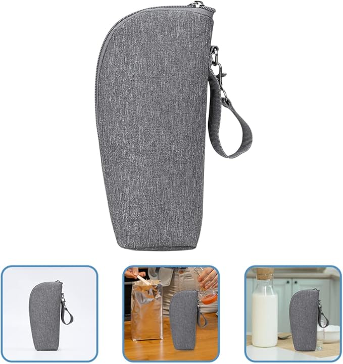 Kisangel Insulated Baby Bottle Bag Thermal Pouch Portable Milk Bottle Cooler with Handle and Zipper for Travel and Outdoor Use 8.66X3.14X2.75In