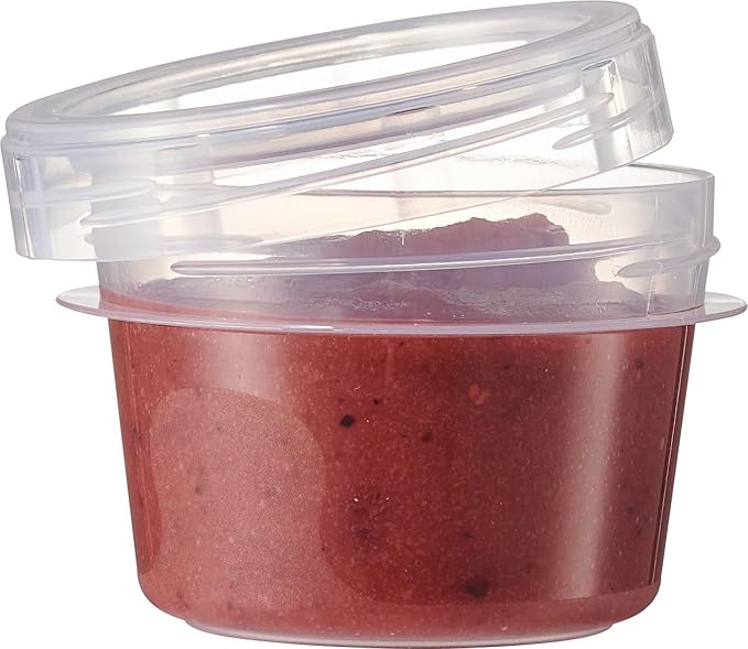 Elegant Disposables Baby Food Storage Containers 24 Pack, 4 ounce Colored Twist on Lids, Plastic, 1/2 Cup Small Freezer Storage Container