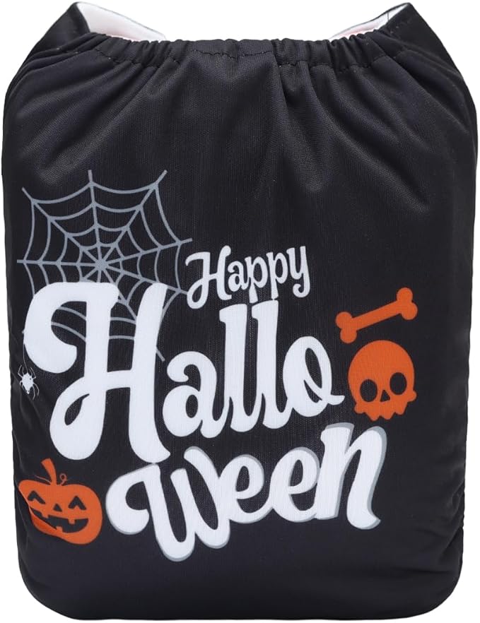 babygoal Halloween Cloth Diaper with Insert for Baby Boys and Girls 8-35lbs, Reusable Adjustable and Washable Nappy