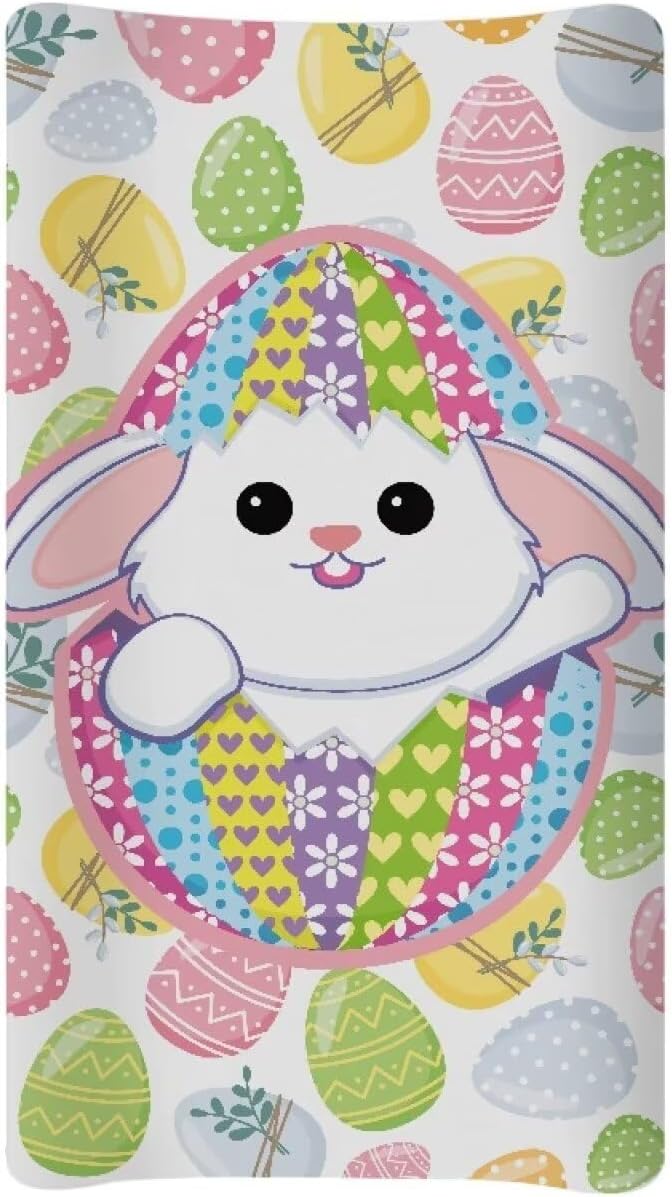 Cute Rabbit Easter Changing Table Cover Waterproof Changing Pad Cover for Baby Comfy Breathable Stretchy Universal Tray Table Mat Easy to Clean