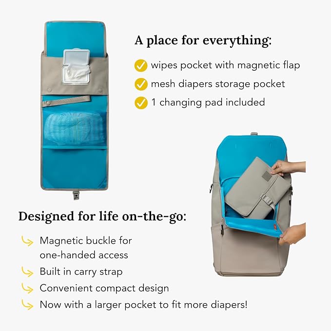 Huhu Baby Changing Wallet – Compact, Portable Diaper Changing Pad for Travel – Easy to Clean, Foldable Changing Mat – Must Have Diaper Bag Accessory for New Parents (Daybreak Taupe)