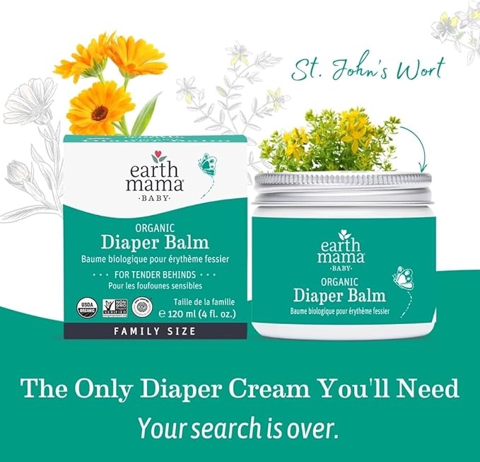 Earth Mama Organic Diaper Balm Multipurpose Baby Ointment Set | EWG Verified, Petroleum & Fragrance Free with Calendula for Sensitive Skin