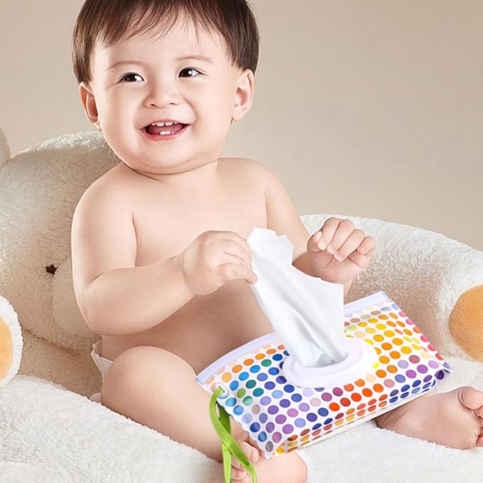 4PCS Baby Wipes Dispenser Travel Baby Wipe Holder Portable Wet Wipe Dispenser Bag Reusable Travel Baby Wipes Container Refillable Wet Wipe Carrying Case Holder Wet Wipe Pouch
