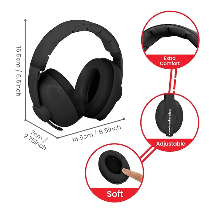 Baby Headphones for Noise Protection - Infant Ear Muffs Noise Protection - Toddler Noise Cancelling Headphones - Baby Ear Protection for 0 to 36 Months, Adjustable - Black