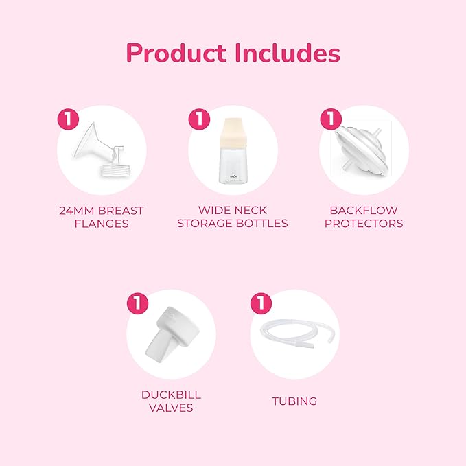 Spectra - Premium Breast Milk Pump Accessory Kit with Baby Bottles - Medium 24mm - Breast Pump Accessories