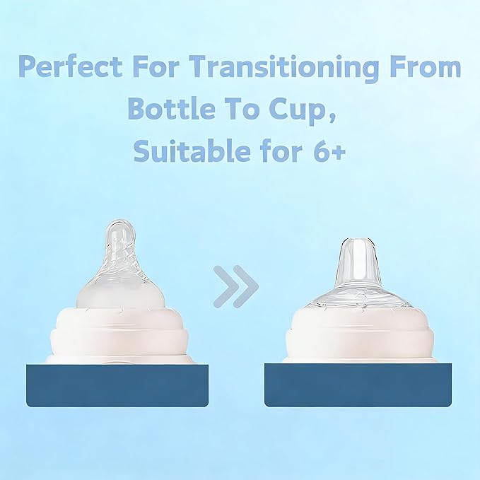 6Pack Replacement Silicone Spout Compatible with MAM Bottles & Glass Bottles, Nipple Replacement Spouts Leak-Proof, BPA-Free, Easy to Clean, Easy Transition from Bottle to Cup