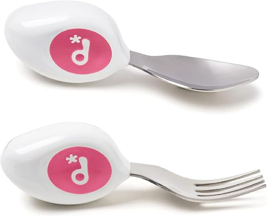 doddl Toddler Utensils, Ergonomic Fork and Spoon Set for Self Feeding, Stainless Steel Silverware for 1-3 Year Olds, BPA Free, Dishwasher Safe (Magento)
