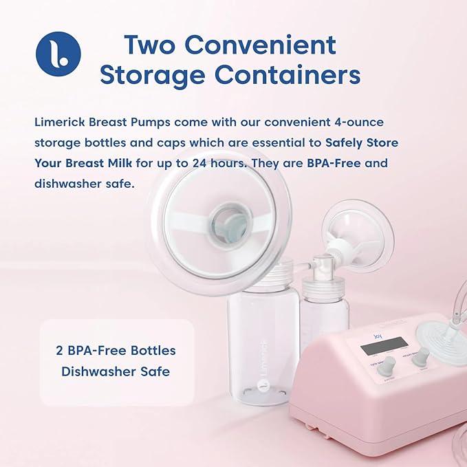 Limerick 4 oz Breast Milk Storage Bottles, BPA Free & Dishwasher Safe, Formula Storage Bottles, Open Neck for Easy Collection & Storage