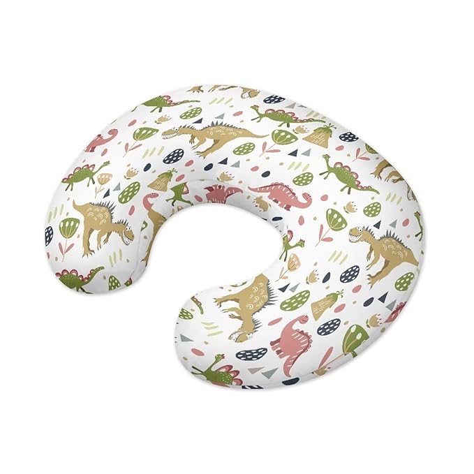 Dinosaur and Floral Breastfeeding Pillow Cover Baby Breastfeeding Slipcover Infant Newborn Nursery Bottle Pillowcase Breathable and Durable