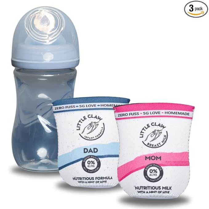 Hard Seltzer Themed Coozies for Baby Bottles - Funny Gift for New Parents & Baby Showers - (2 Premium Designed Neoprene Coozies + BPA/Lead/Phthalate Free Bottle Included) (Design 2)
