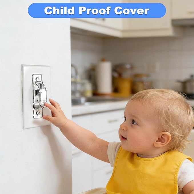 Light Switch Cover Guard, 2 Pack Clear Light Switch Lock, Light Switch Guard, Child Proof Light Switch Cover, Prevent Accidental ON/Off from Kids, Pets, Bumps，Includes Screws