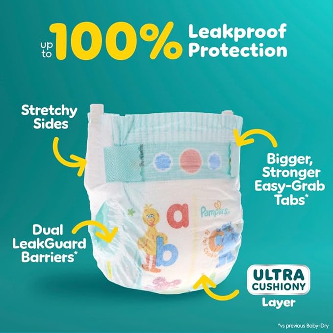 Pampers Baby Dry Disposable Baby Diapers Size 7, 2 Month Supply (2 x 108 Count) with Sensitive Water Based Baby Wipes 12X Multi Pack Pop-Top and Refill (1008 Count)
