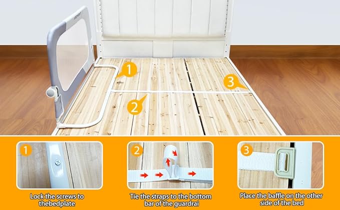 Foldable Toddler Bed Rails - Kids Guard Bumper for Crib Safe Bed Side Rail for Twin Queen King Full Size Beds (59inch)