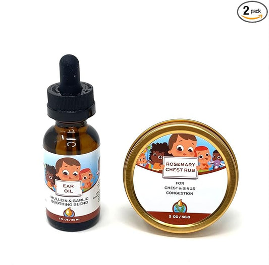 Punkin Butt: Natural Congestion Therapy Kit- Rosemary Respiratory Rub and Organic Ear Oil