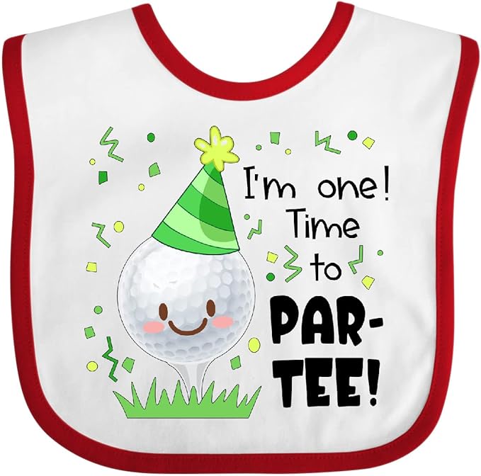 inktastic I'm 1 Time To Par-Tee Golf First Birthday Baby Bib