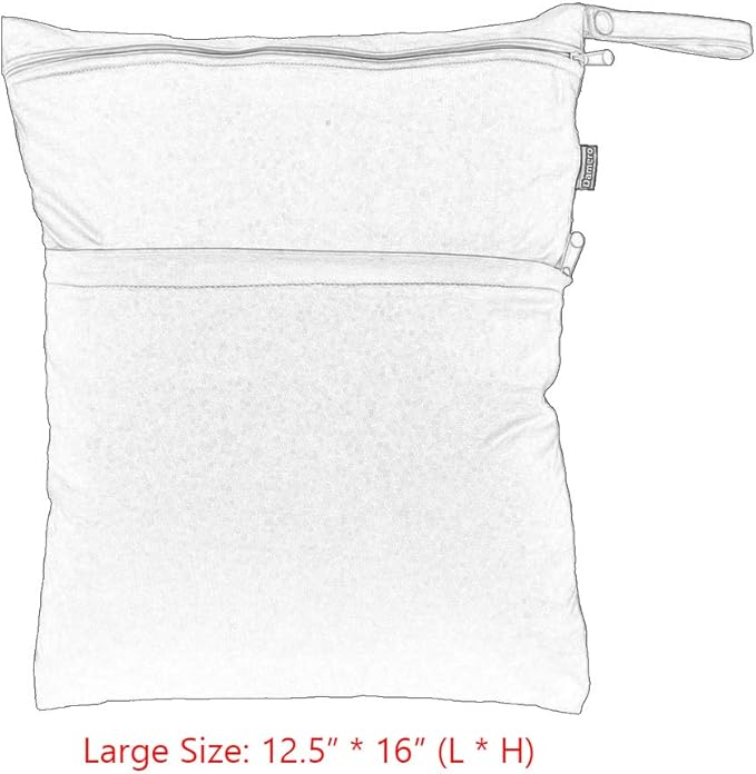 Damero 2pcs Pack Cute Travel Baby Wet and Dry Cloth Diaper Organizer Bag(Large, Green+Light Blue)